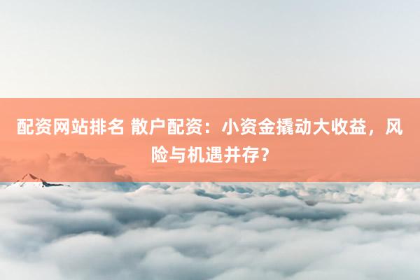 配资网站排名 散户配资：小资金撬动大收益，风险与机遇并存？