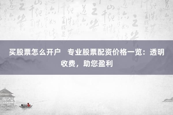 买股票怎么开户   专业股票配资价格一览：透明收费，助您盈利