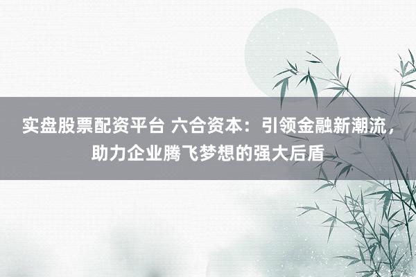 实盘股票配资平台 六合资本：引领金融新潮流，助力企业腾飞梦想的强大后盾