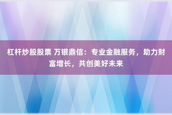 杠杆炒股股票 万银鼎信：专业金融服务，助力财富增长，共创美好未来