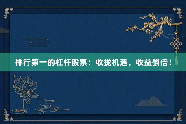 排行第一的杠杆股票：收拢机遇，收益翻倍！