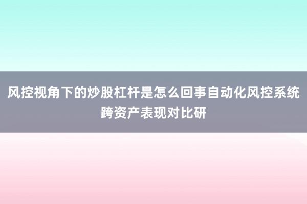 风控视角下的炒股杠杆是怎么回事自动化风控系统跨资产表现对比研