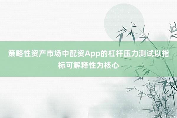 策略性资产市场中配资App的杠杆压力测试以指标可解释性为核心