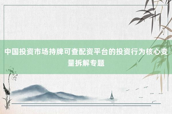 中国投资市场持牌可查配资平台的投资行为核心变量拆解专题