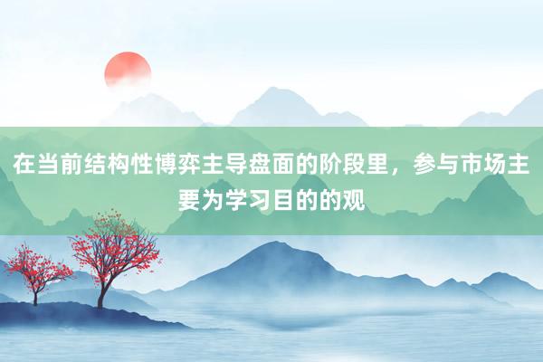 在当前结构性博弈主导盘面的阶段里，参与市场主要为学习目的的观