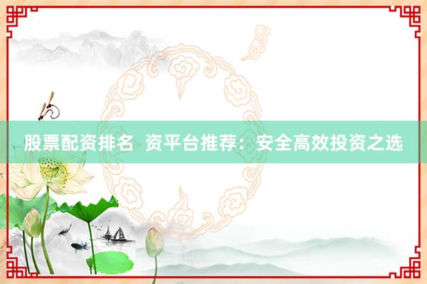 股票配资排名  资平台推荐：安全高效投资之选