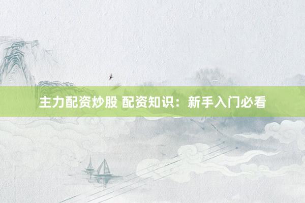 主力配资炒股 配资知识：新手入门必看