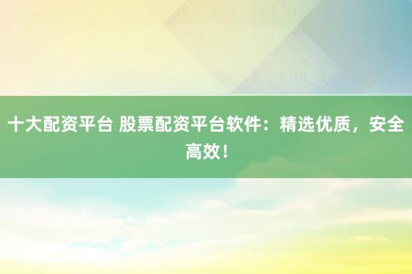 十大配资平台 股票配资平台软件：精选优质，安全高效！